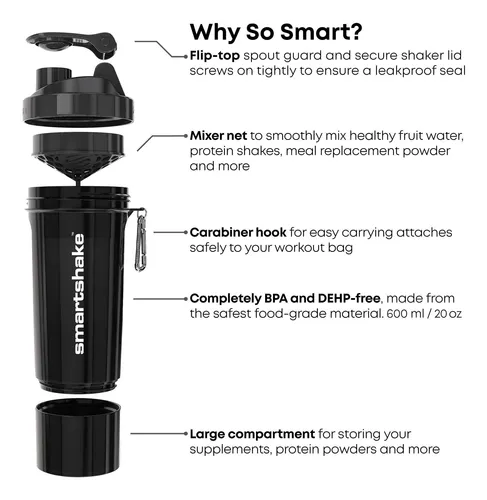 Smartshake O2go One - Paquete De 4 Botellas Mezcladoras De P
