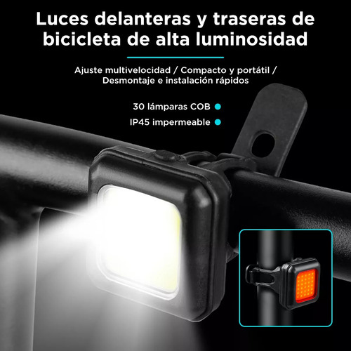 Luz Bicicleta Accesorios Usb Recargable Delantera Traser