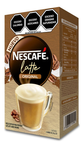 Café Nescafé Latte Original 120gr - 6 Sobres De 20 Gr C/u