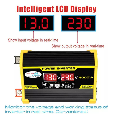 Convertidor Inversor De Corriente Para Coche 4000w- Dc12/110