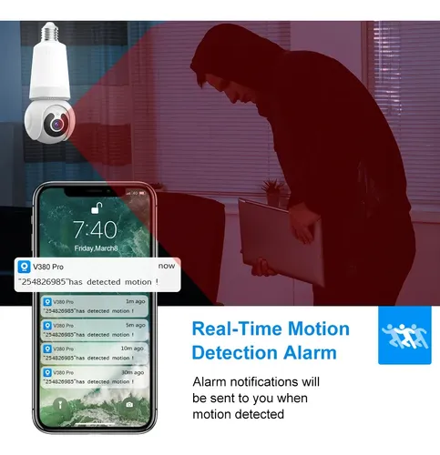 Cámara E27 4k Wifi Ptz Smart Security V380 Pro De 8 Mp