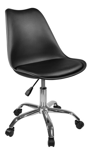 Imagen 1 de 1 de Silla de escritorio Para Tu Casa Tulip con ruedas DC-1588  negra con tapizado de cuero sintético