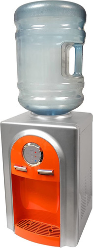 Dispensador Agua De Compresor Royal Aquacool De Mesa Con Seguro De Niños Agua Fría Y Caliente 110v Carga Superior Color Gris Con Naranja