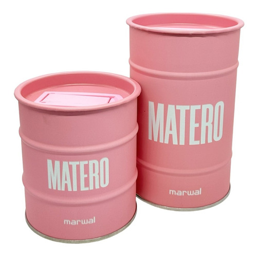 Set De Latas Yerbera Azucarera Set Matero Rosa Yerba Azucar