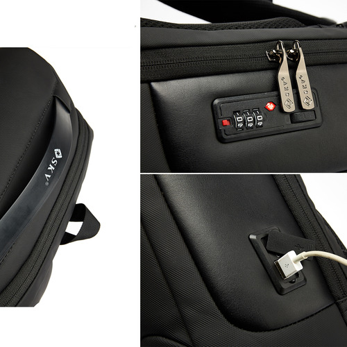 Mochila Con Candado Negra Premium Para Laptop Hombre Negra