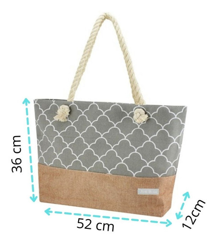 Imagem 3 de 6 de Bolsa De Praia Feminina Amplo Espaço Interno Nylon Cor Cinza