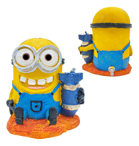 Adorno Minions Con Aereador Accesorios Para Acuario + Bomba