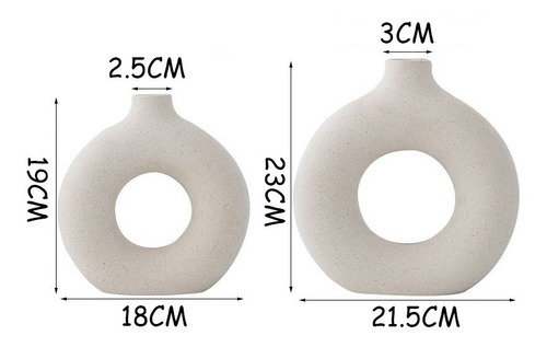 Imagen 2 de 7 de Florero Delicado Moderno Circular Ceramica Arenada Pequeño