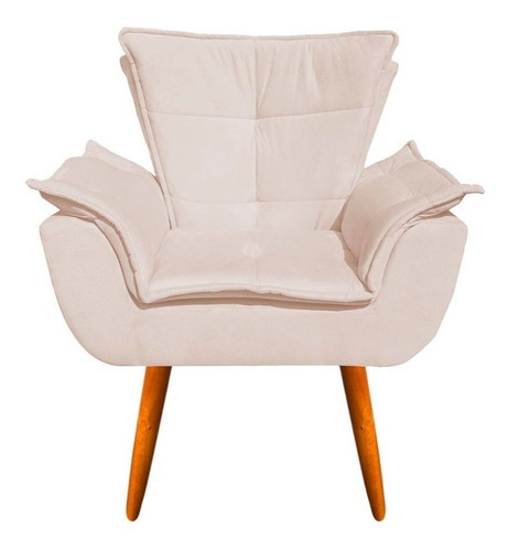 Poltrona Opala Com Puff Opala Suede D'rossi Cor Bege