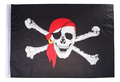 2 Bandera Pirata Con Pañuelo Rojo - Decoración De 2 Piezas