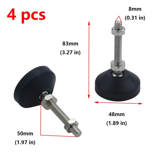 4 Pies Regulables Con Rosca M8 Pie Nivelador Pata Mueble