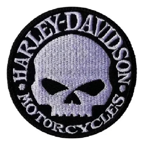 Parche Termoadhesivo Bordado Calavera Harley Davidson 8,5 Cm