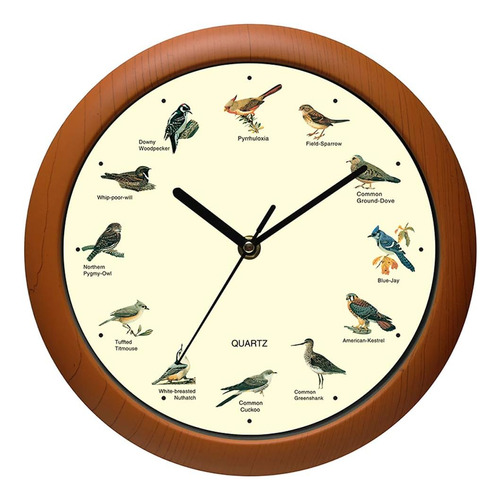 Reloj De Pared De Pájaro Cantor De 12 Pulgadas Nombres...