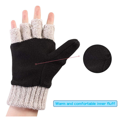 Invierno De Punto Sin Dedos Guantes De Lana De Aislamient...