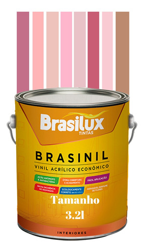  Tinta Parede Rosa Claro Acrílica Brasinil Anti Mofo 3,2l