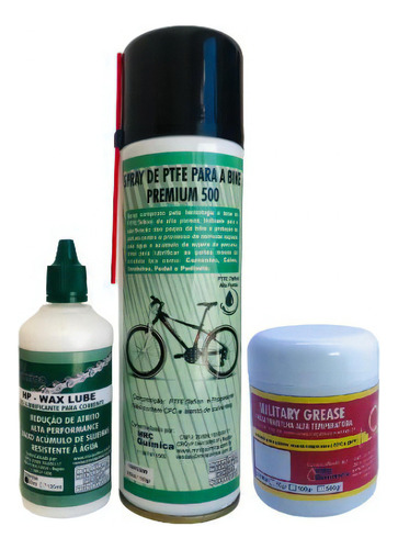 Kit 3-lubrificante Corrente Cera Bike 60 Ml +spray Ptfe 300