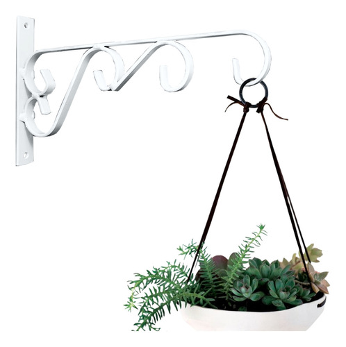 Suporte Mão Francesa Rústico P/ Plantas 25cm Branco Kit C/ 2