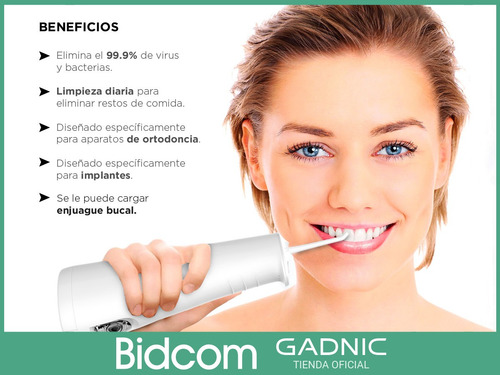 Imagen 5 de 10 de Irrigador Bucal Gadnic Inalambrico Blanqueador 5 Modos