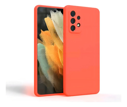 Capa Capinha Silicone Case Para A33 5g + Película 3d Cor Laranja