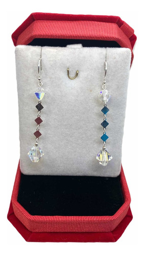 Joyas Plata 925 Aros Xilion Cristal Swarovski