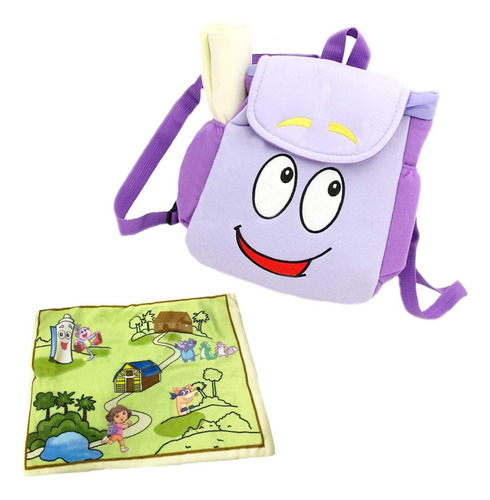 Mochila espetacular Dora The Explorer para meninas com mapa roxo
