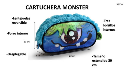 Cartuchera Monsters Acrílico Efectos Pelo 83650 Cuota