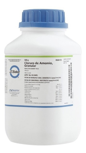 Cloruro De Amonio Acs De 500g, Granular. Jt Baker
