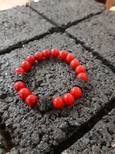 Pulsera Protectora Roja Piedra Elegante Dijes Esclava Moda