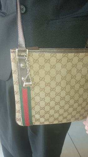 Bolso Gucci Marrón Claro Letras Oro Marrón (Usado)