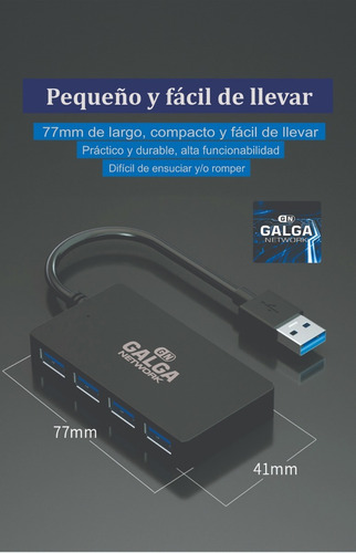 Imagen 4 de 9 de Adaptador Hub Usb 3.0 A 4 Puertos Usb 3.0 4-1 Multiplicador