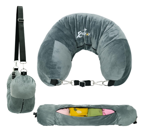 Almohada De Cuello Rellenable Suave Para Viajes En Avión