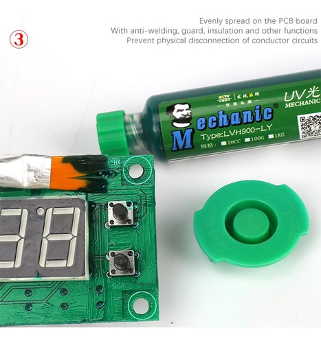 Mascara Uv Mechanic En Jeringa Curador Soldaduras Pcb