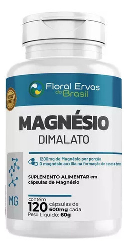 Magnésio Dimalato 120 Capsulas 600mg Imunidade Floral Ervas
