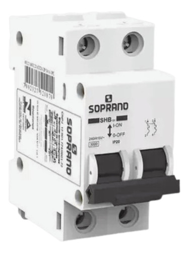 Disjuntor 10a Din Bipolar 2 Polos Curva C Soprano 32 A.