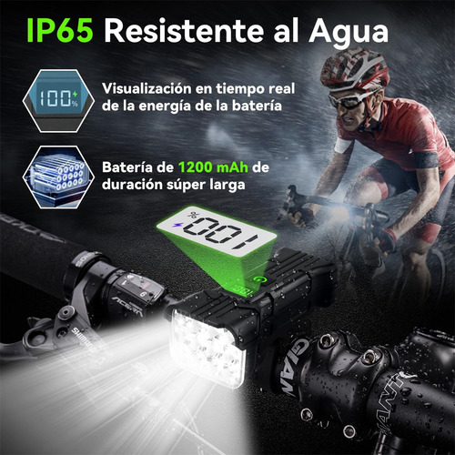 Luz Bicicleta Recargable Delantera Traser 12 Led Y Claxon