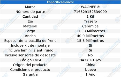 Balatas Ceramicas Traseras Toyota Highlander 2008-2013