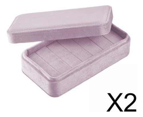 2x Anillos De Joyería De Terciopelo Caja De Almacenamiento
