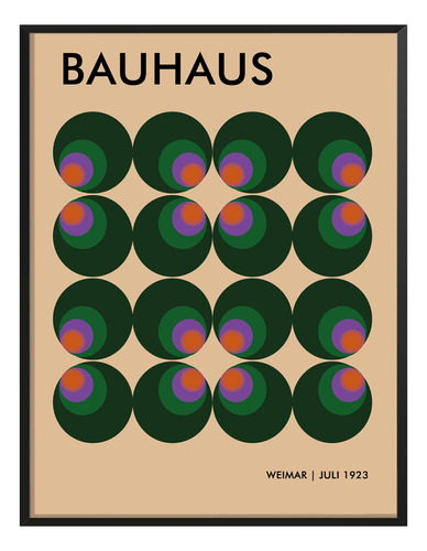 Poster Abstracto Bauhaus Weimar Circulos Verde Lila 45x30