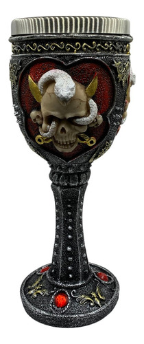 Cálice Taça Copo 3d Caveira Crânio Cobra Resina Medieval