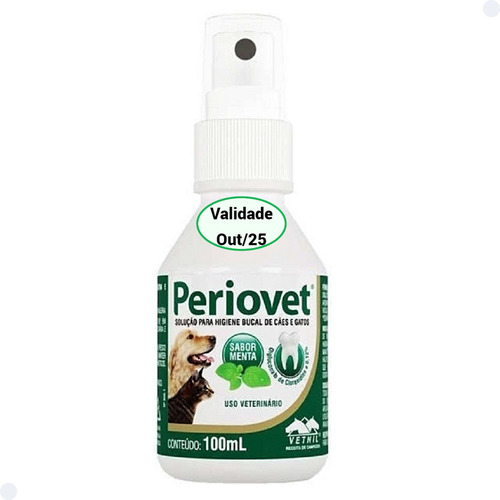 Periovet Spray 100ml Vetnil Tratamento Tártaro Mau Halito