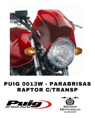 Imagen 2 de 3 de Parabrisas Universal Moto C/transp - Puig Raptor 0013w