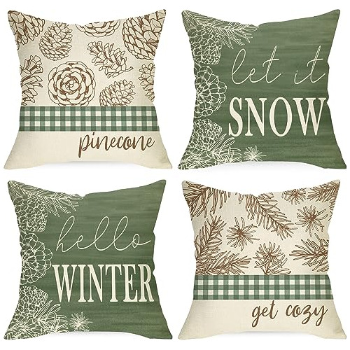 Juego De 4 Fundas De Almohada Decorativas Hello Winter ...
