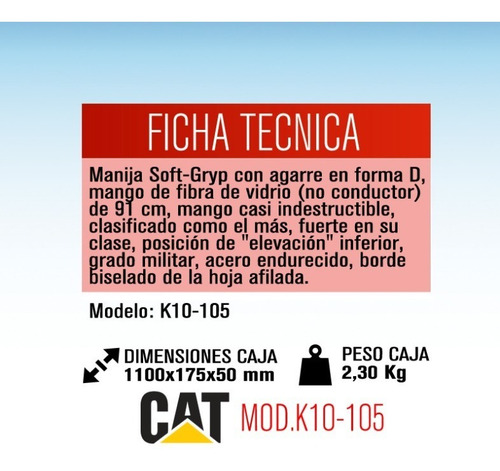 Imagen 2 de 8 de Pala Ancha Jardín De Acero Mango D Cat K10-105 Dielectrica