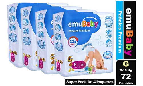 Pañales Emubaby Premium Elige Talla Pack X 4 Paquetes