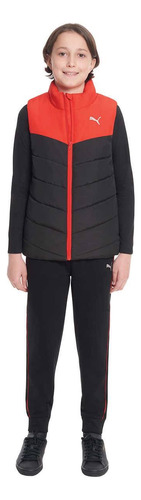 Trio Puma Roupas Infantis Com Colete Original Inverno Preto E Vermelho 5/6 Anos