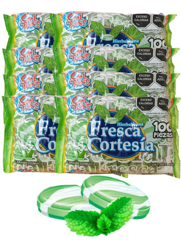 Caramelo Hierbabuena Macizo 2400pz Fresca Cortesía Cool Toon