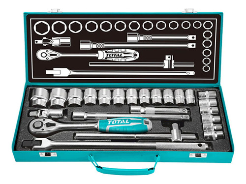 Set Juego Dados Cuadrante 1/2 Pulgada 24 Pcs Total Tht121242