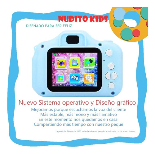 Cámara Para Niños Con Tarjetas Tf 32gb . Azul