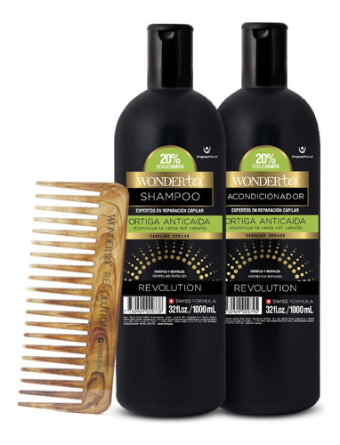 Shampoo Acondicionador Wonder Tex Revolution Ortiga +peineta