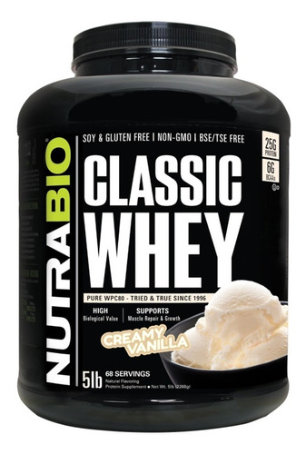Classic Whey 100% Protein Pure - Nutrabio- 5 Lbs 